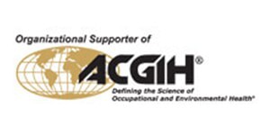 Logotipo oficial del patrocinador de la ACGIH, con el isotipo del globo dorado y el eslogan institucional sobre fondo blanco.